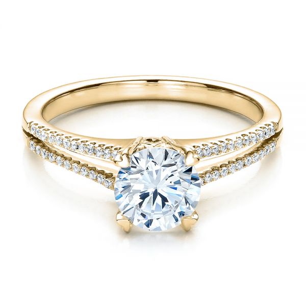 14k Yellow Gold 14k Yellow Gold Split Shank Engagement Ring - Vanna K - Flat View -  100090