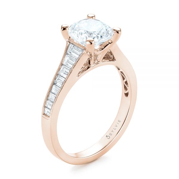 14k Rose Gold Tapered Baguettes Diamond Engagement Ring #103093 ...