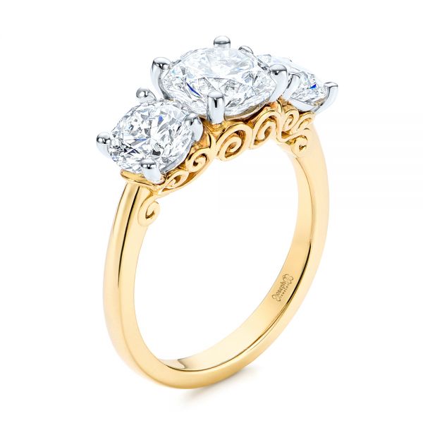Three Stone Diamond Ring in 14Kt Yellow Gold