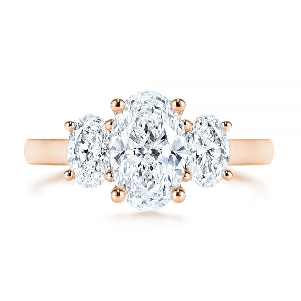 14k Rose Gold Three Stone Oval Diamond Engagement Ring #106436 ...