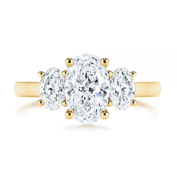 14K Yellow Gold Three Stone Ring Setting #JS64Y14