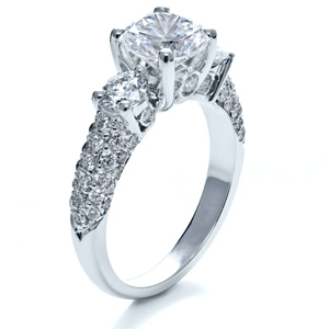 Three Stone Pave Diamond Engagement Ring #170 - Seattle Bellevue ...