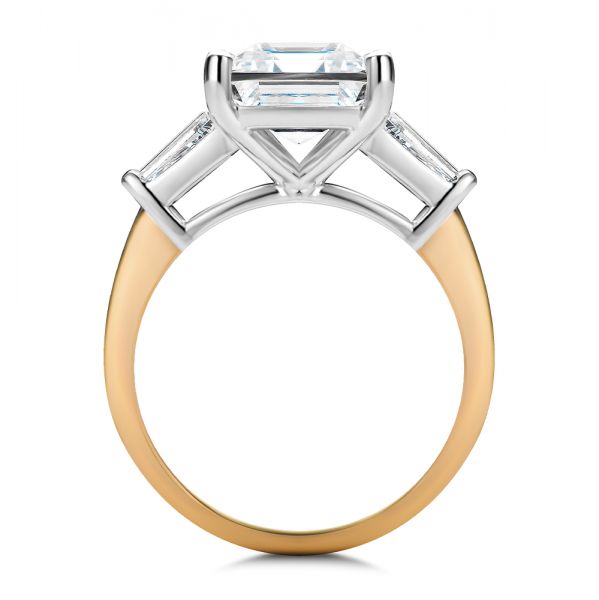 14k Rose Gold 14k Rose Gold Three Stone Tapered Baguette Engagement Ring - Front View -  107806