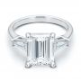 18k White Gold 18k White Gold Three Stone Tapered Baguette Engagement Ring - Flat View -  107806 - Thumbnail