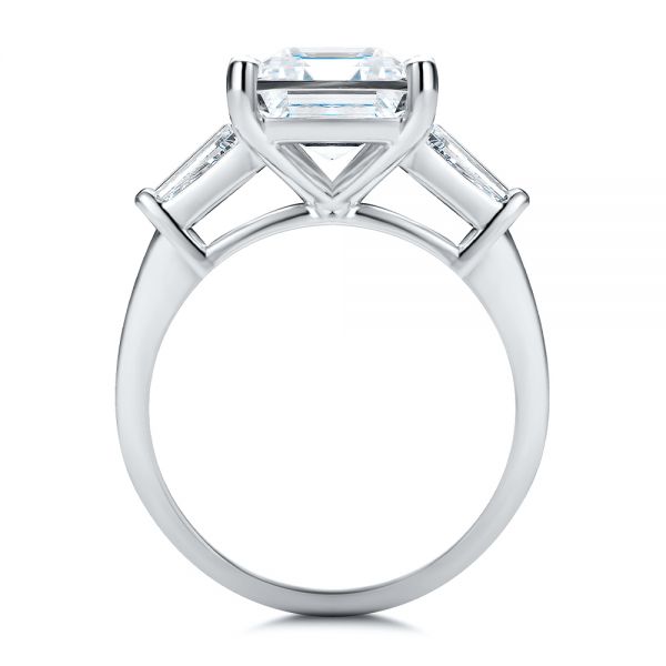 14k White Gold 14k White Gold Three Stone Tapered Baguette Engagement Ring - Front View -  107806