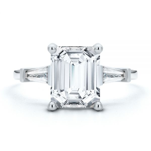  Platinum Platinum Three Stone Tapered Baguette Engagement Ring - Top View -  107806