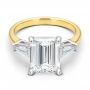 14k Yellow Gold Three Stone Tapered Baguette Engagement Ring - Flat View -  107806 - Thumbnail