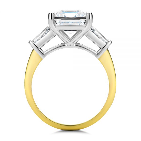 18k Yellow Gold 18k Yellow Gold Three Stone Tapered Baguette Engagement Ring - Front View -  107806