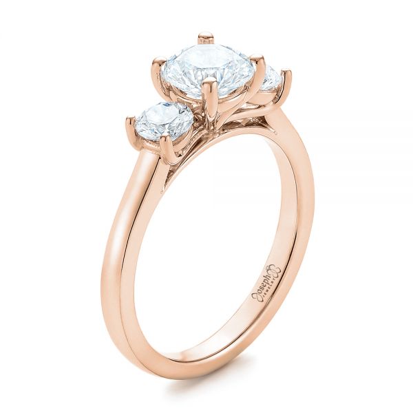 14k Rose Gold 14k Rose Gold Three-stone Diamond Engagement Ring - Three-Quarter View -  103898