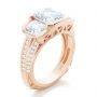 18k Rose Gold 18k Rose Gold Three-stone Radiant Channel Set Engagement Ring - Three-Quarter View -  107384 - Thumbnail