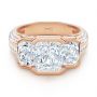 14k Rose Gold 14k Rose Gold Three-stone Radiant Channel Set Engagement Ring - Flat View -  107384 - Thumbnail