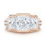 18k Rose Gold 18k Rose Gold Three-stone Radiant Channel Set Engagement Ring - Top View -  107384 - Thumbnail