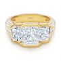 18k Yellow Gold 18k Yellow Gold Three-stone Radiant Channel Set Engagement Ring - Flat View -  107384 - Thumbnail