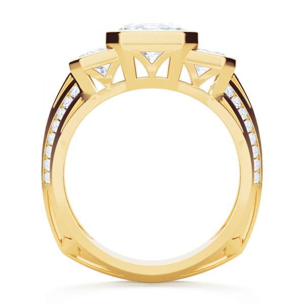 14k Yellow Gold 14k Yellow Gold Three-stone Radiant Channel Set Engagement Ring - Front View -  107384