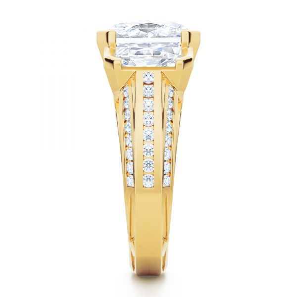 14k Yellow Gold 14k Yellow Gold Three-stone Radiant Channel Set Engagement Ring - Side View -  107384