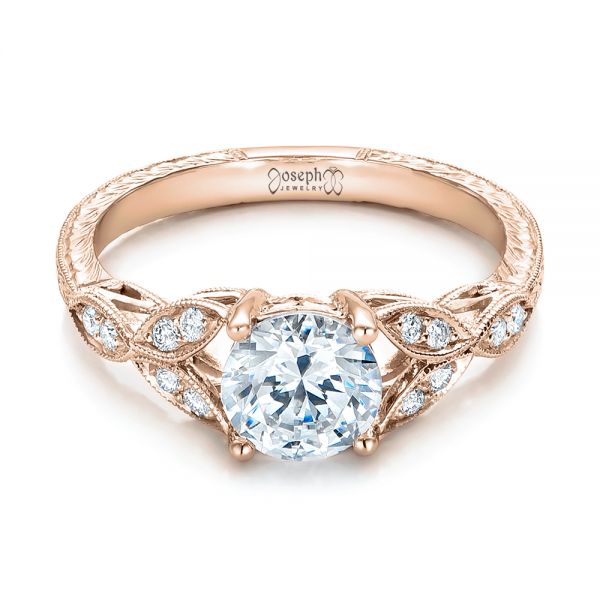 14k Rose Gold Tri-leaf Diamond Engagement Ring #101989 - Seattle ...