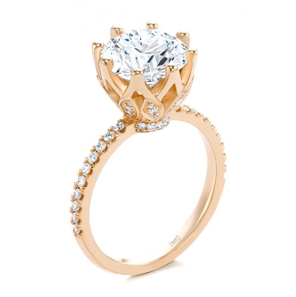 Tulip Head and Diamond Accents Engagement Ring - Image