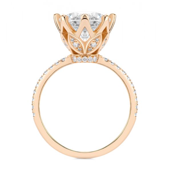 18k Rose Gold 18k Rose Gold Tulip Head And Diamond Accents Engagement Ring - Front View -  107627