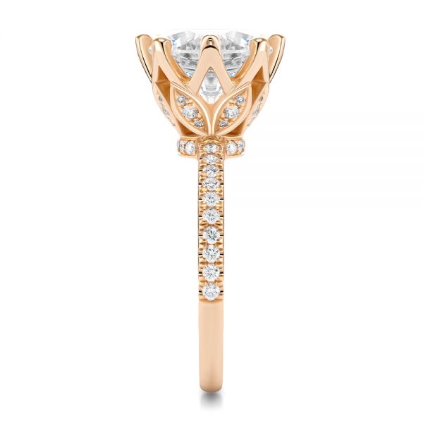 14k Rose Gold 14k Rose Gold Tulip Head And Diamond Accents Engagement Ring - Side View -  107627