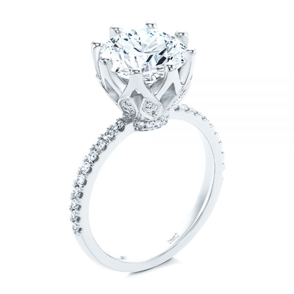 Tulip Head and Diamond Accents Engagement Ring - Image