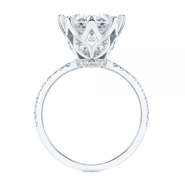 18k White Gold 18k White Gold Tulip Head And Diamond Accents Engagement Ring - Front View -  107627