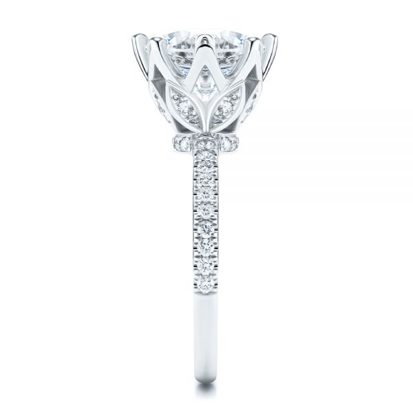  Platinum Platinum Tulip Head And Diamond Accents Engagement Ring - Side View -  107627