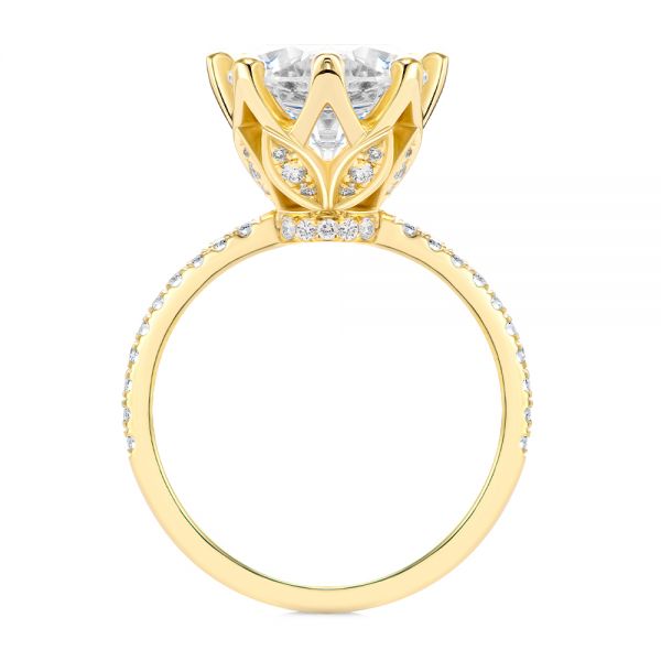 14k Yellow Gold Tulip Head And Diamond Accents Engagement Ring - Front View -  107627