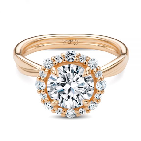 14k Rose Gold 14k Rose Gold Twisted Diamond Engagement Ring - Flat View -  107731