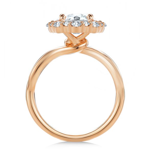 18k Rose Gold 18k Rose Gold Twisted Diamond Engagement Ring - Front View -  107731