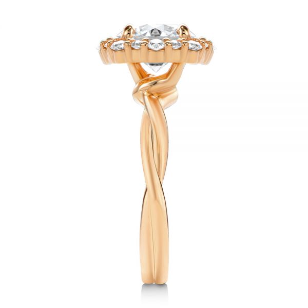 18k Rose Gold 18k Rose Gold Twisted Diamond Engagement Ring - Side View -  107731