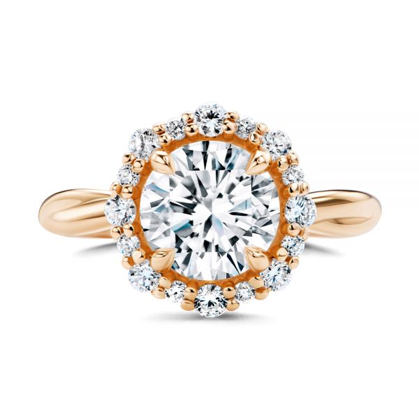 14k Rose Gold 14k Rose Gold Twisted Diamond Engagement Ring - Top View -  107731