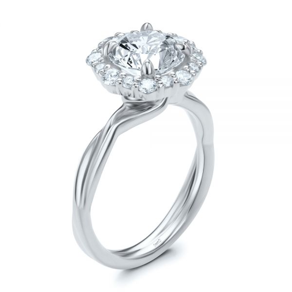  Platinum Platinum Twisted Diamond Engagement Ring - Three-Quarter View -  107731