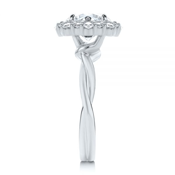 14k White Gold 14k White Gold Twisted Diamond Engagement Ring - Side View -  107731