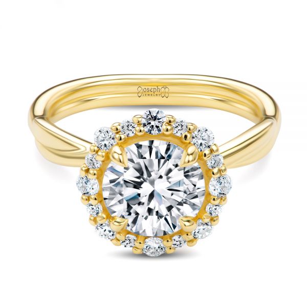 14k Yellow Gold 14k Yellow Gold Twisted Diamond Engagement Ring - Flat View -  107731