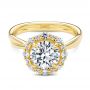 18k Yellow Gold Twisted Diamond Engagement Ring - Flat View -  107731 - Thumbnail