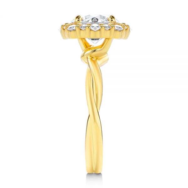 18k Yellow Gold Twisted Diamond Engagement Ring - Side View -  107731