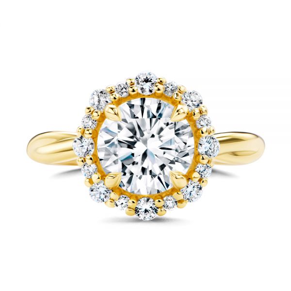 14k Yellow Gold 14k Yellow Gold Twisted Diamond Engagement Ring - Top View -  107731