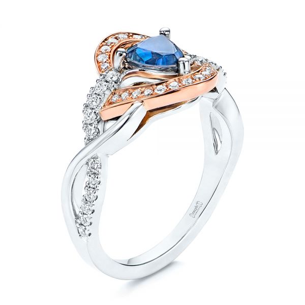 Two Tone Blue Sapphire And Diamond Engagement Ring R 3qtr 106637 