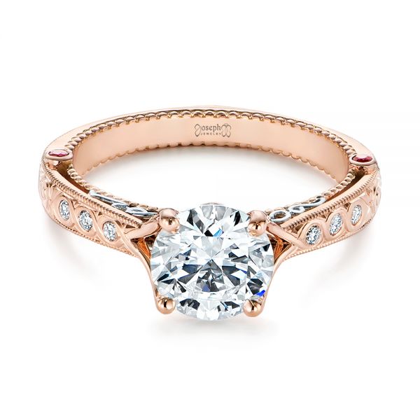 18k Rose Gold And Platinum Two-tone Ruby And Diamond Vintage-inspired  Engagement Ring #105312 - Seattle Bellevue | Joseph Jewelry