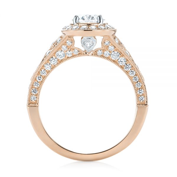 18k Rose Gold And 18K Gold Two-tone Diamond Halo Engagement Ring ...