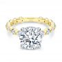14k Yellow Gold Two-tone Hidden Halo Engagement Ring - Flat View -  107583 - Thumbnail