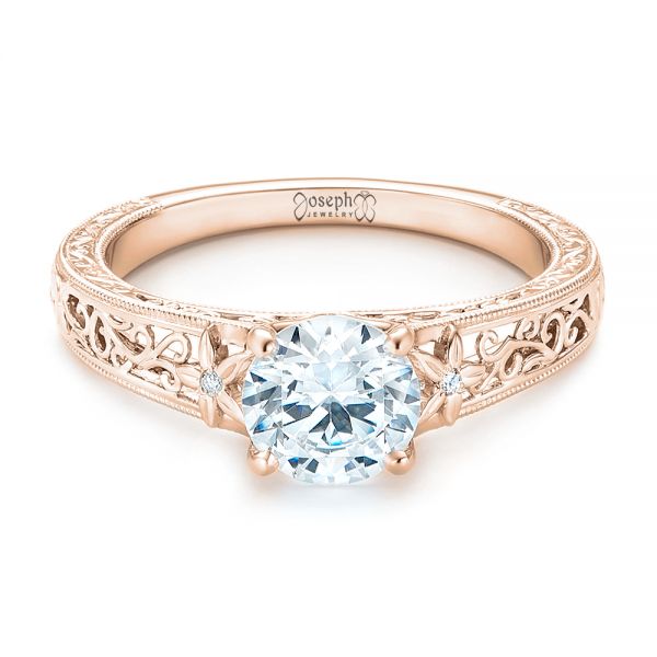 18k Rose Gold Vine Filigree Diamond Engagement Ring #102564 - Seattle ...