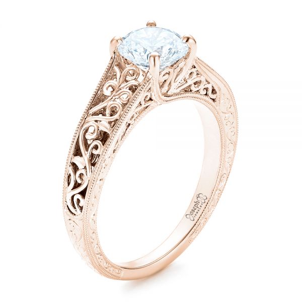 18k Rose Gold Vine Filigree Solitaire Diamond Engagement Ring #102565 ...