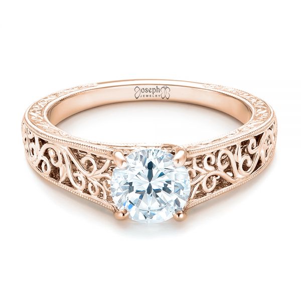14k Rose Gold Vine Filigree Solitaire Diamond Engagement Ring #102565 ...