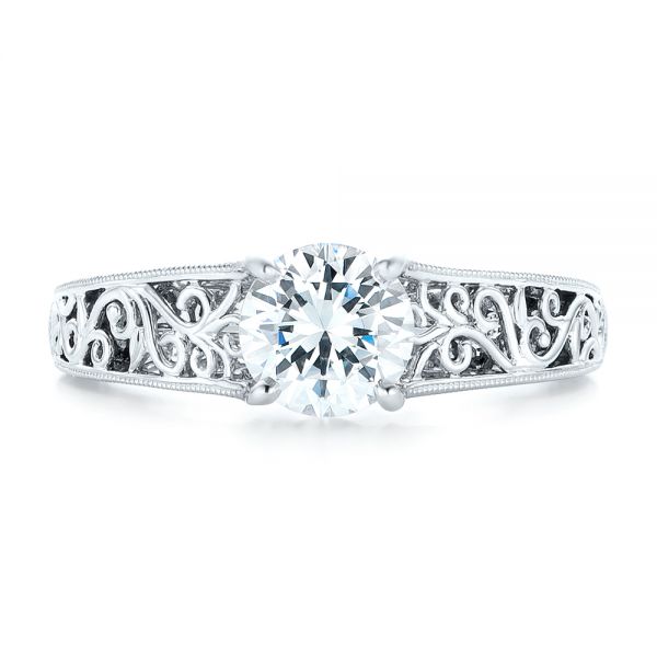 Vine Filigree Solitaire Diamond Engagement Ring - Image