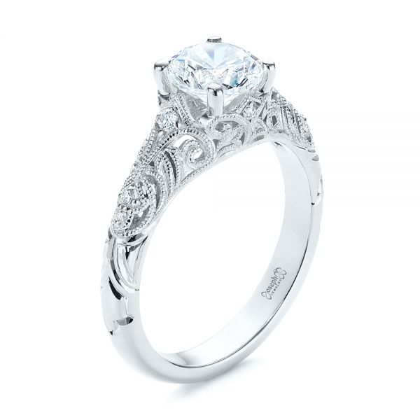 14k White Gold Vintage Style Filigree Engagement Ring