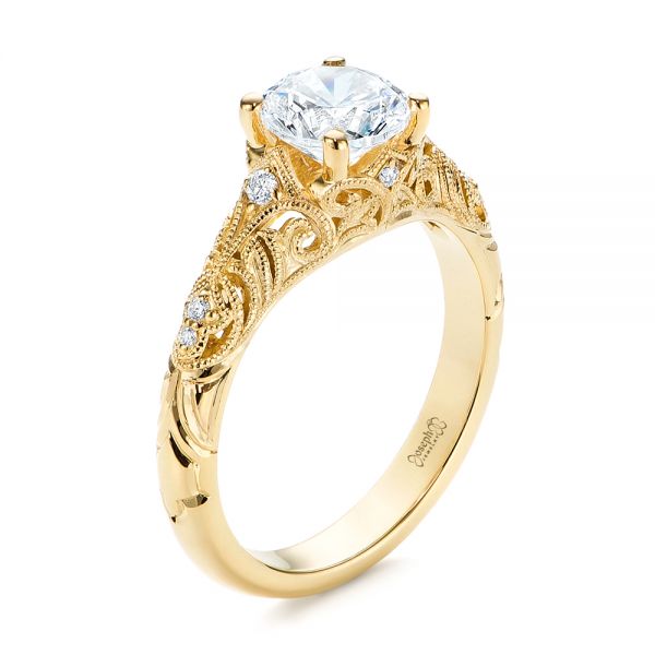18k Yellow Gold Vintage Style Filigree Engagement Ring #105792 - Seattle  Bellevue