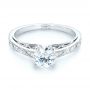 18k White Gold 18k White Gold Vintage-inspired Diamond Engagement Ring - Flat View -  103298 - Thumbnail