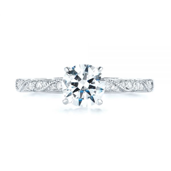 18k White Gold 18k White Gold Vintage-inspired Diamond Engagement Ring - Top View -  103298