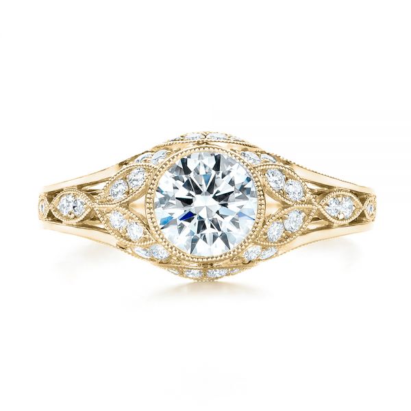 14k Yellow Gold Vintage-inspired Diamond Engagement Ring